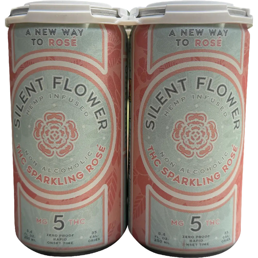SAVE 30% - Silent Flower 5MG THC Sparkling Rose 4/pk (Reg.Price $24)